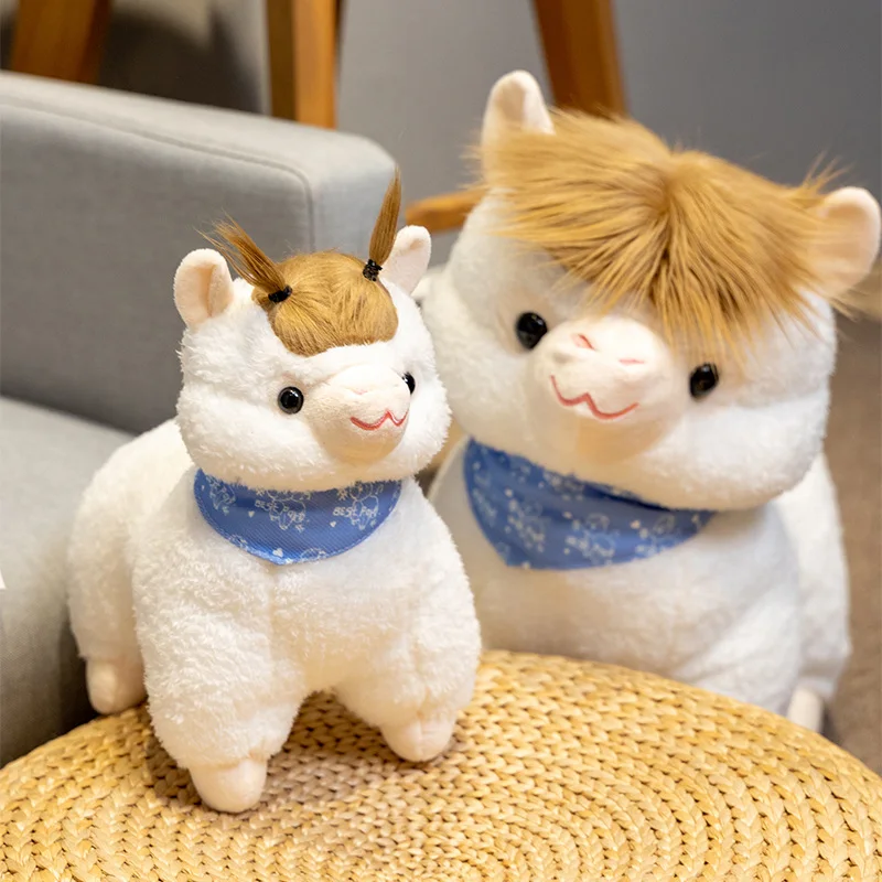

25/45cm Kawaii Alpaca Plush Toy Stuffed Soft Alpaca With Fun Hairstyle Creative Pillow Doll Toys for Birthday Gift