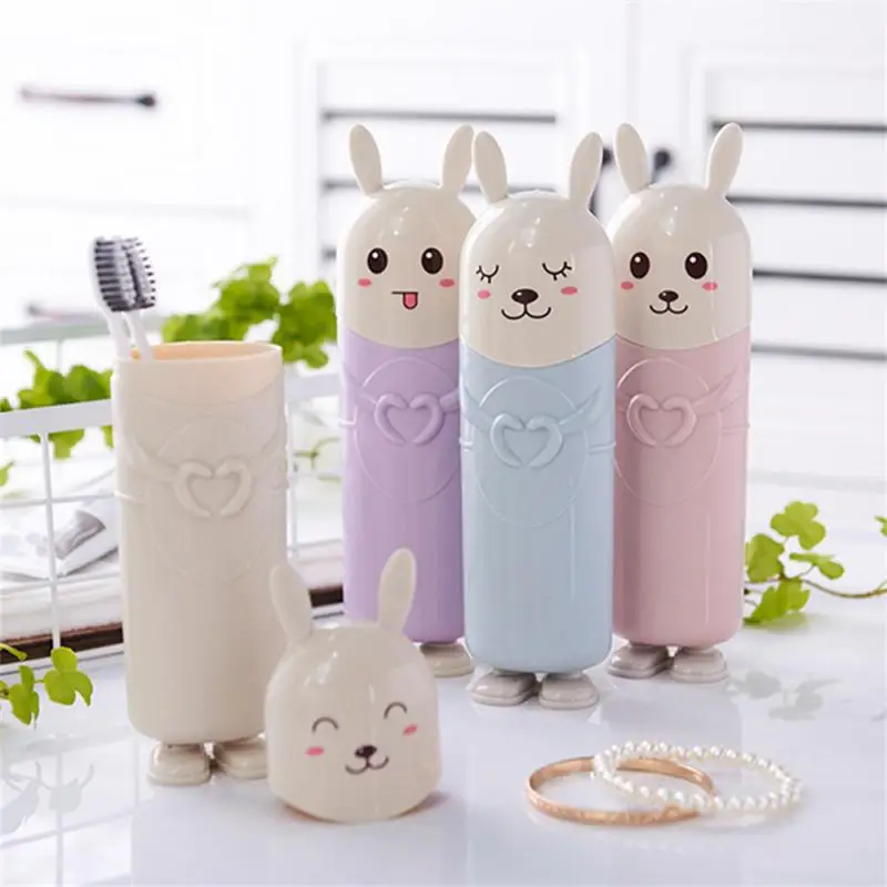 Nordic Cute Rabbit Portable Tooth Brush Container Travel Organizer Toothbrush Toothpaste Holder Storage Box Plastic Toothbrush Holder Toothbrush Storage Box
