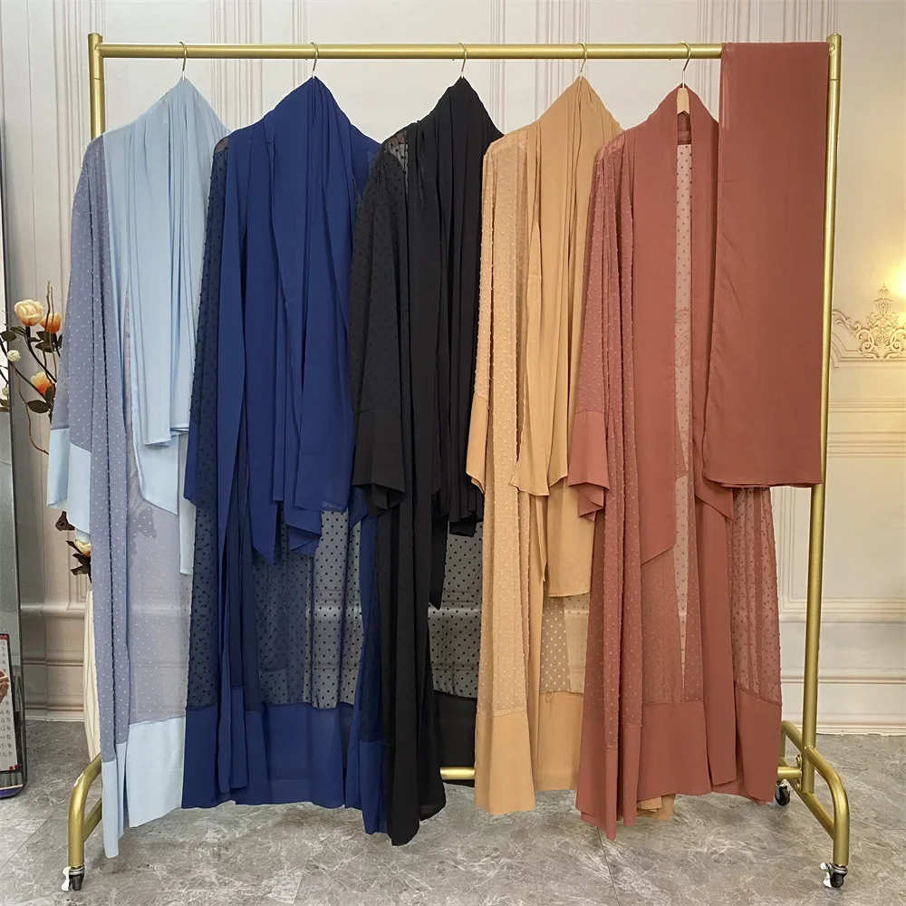 Ramadan Polka Dot Abaya Morocco Dress Muslim Women Eid India Abayas Dubai Turkey Kaftan Robe Longue Vestido   جلابيه نسائية