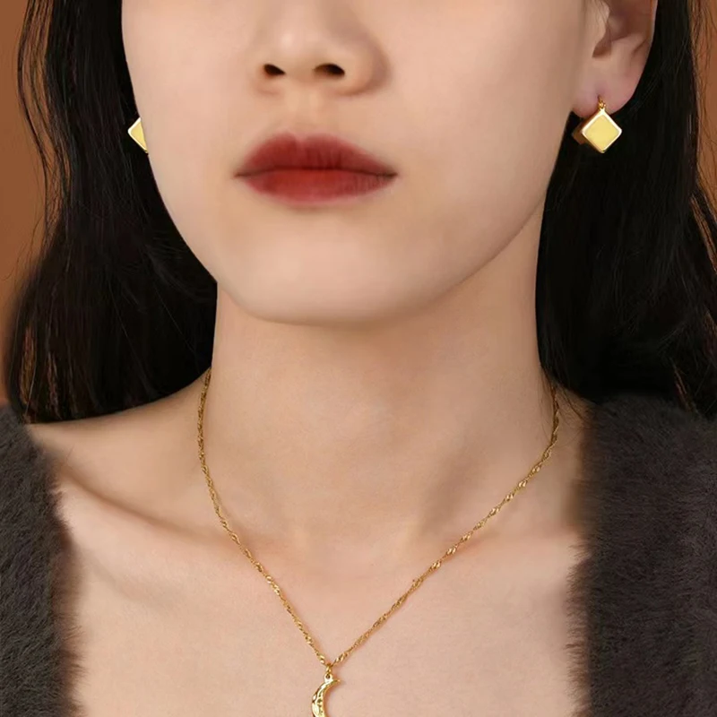 Europäische und amerikanische einfache kubische Anhänger goldfarbene Ohrringe für Damenmode-Stil-Accessoires, Schmuck bei der Hochzeitsfeier – Detail 6
