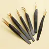 1PCS High Precision Stainless Steel Eyelash Tweezers For Eyelash Extension Grafting Anti Static Tweezers False Eyelashes And 2