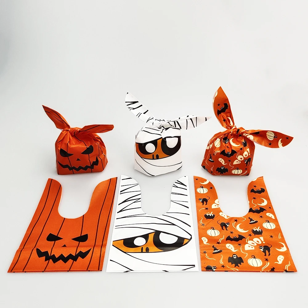 50 Stück Halloween-Geschenktüten Halloween-Süßigkeiten-Kekstüten Kürbis-Fledermaus-Süßes oder Saures Verpackungstüten Halloween-Dekoration 2026 – Detail 3
