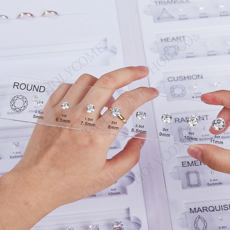 Jewelry Tool Template CustomComparison Chart CZ 5A Selectable Diamond Carat Dealer Tools Kit Set Reference for Ring Measurement