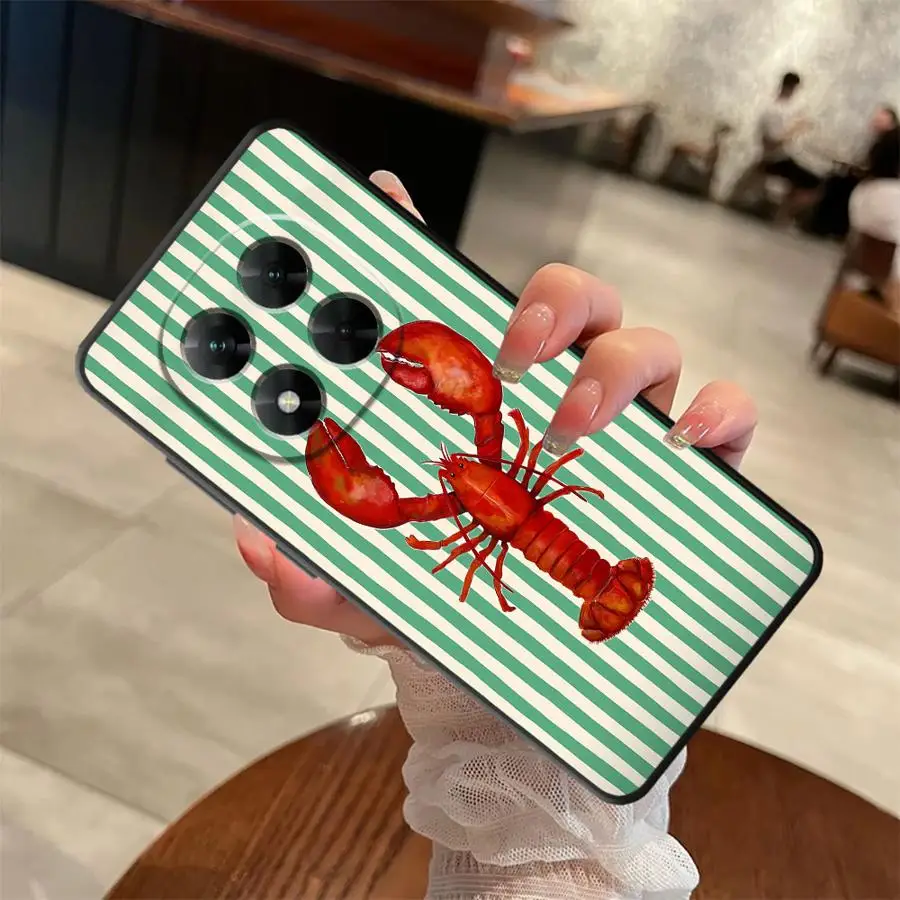 Black Soft Phone Cover with Ocean Life Theme Stripes