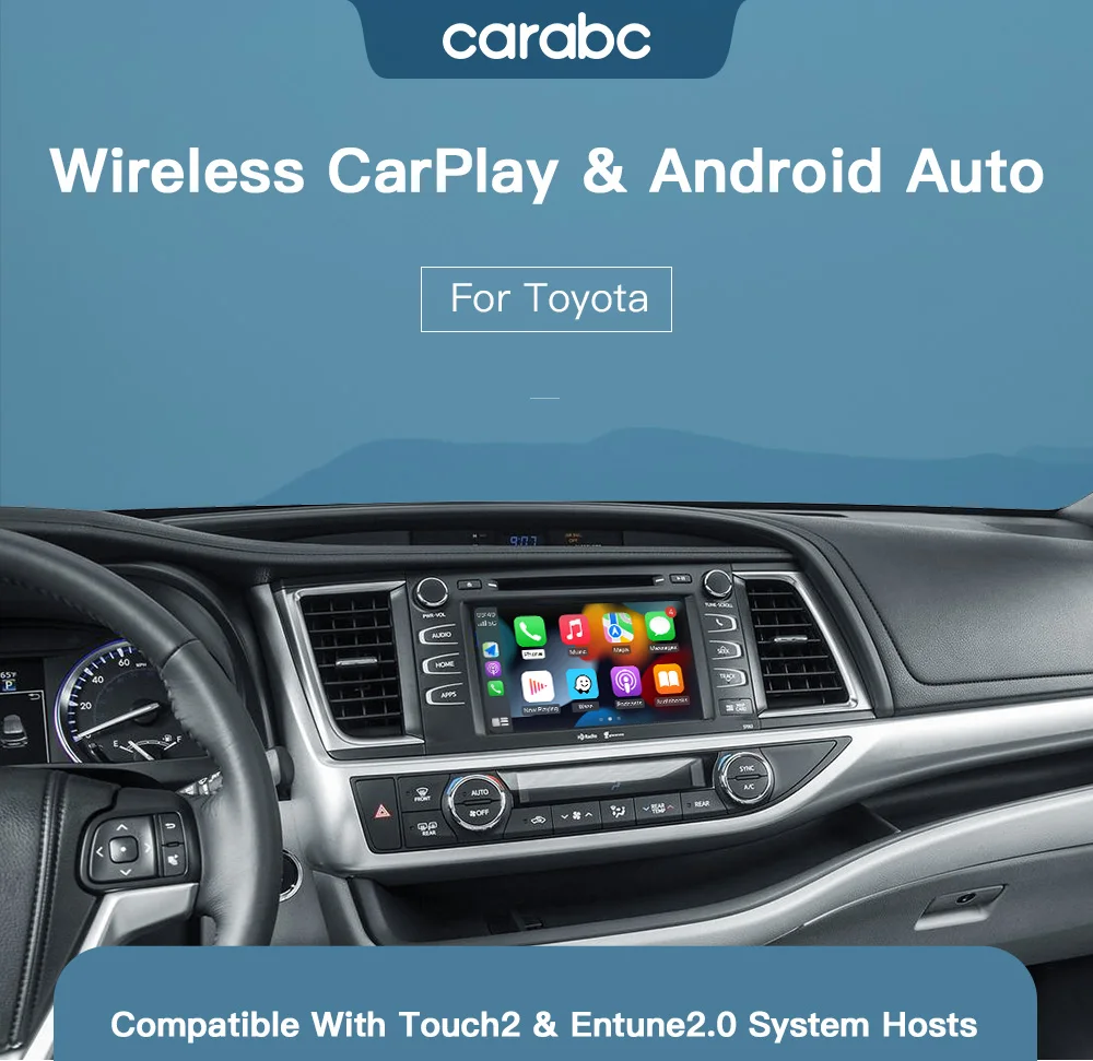 Carabc Wireless Apple Carplay Android Auto For Toyota Highlander 20142019 With Mirroring