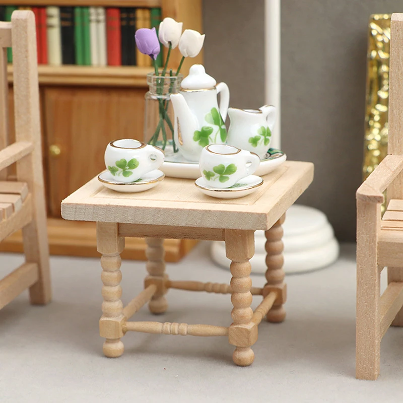 1pc 112 Dollhouse Miniature Wood Teatable Coffee Table Doll House