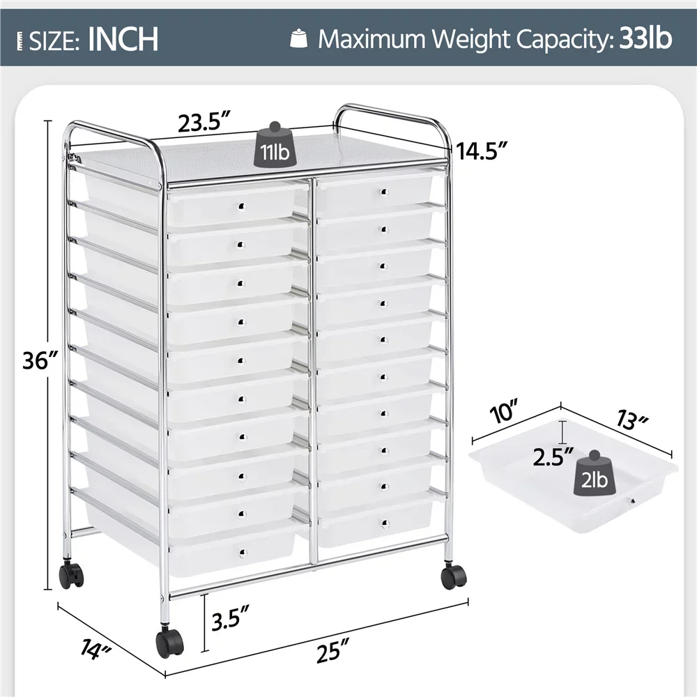 Smilemart 15 Drawers Metal Frame Storage Cart Rolling Bin Organizer Trolley with Lockable Wheels, Multicolor