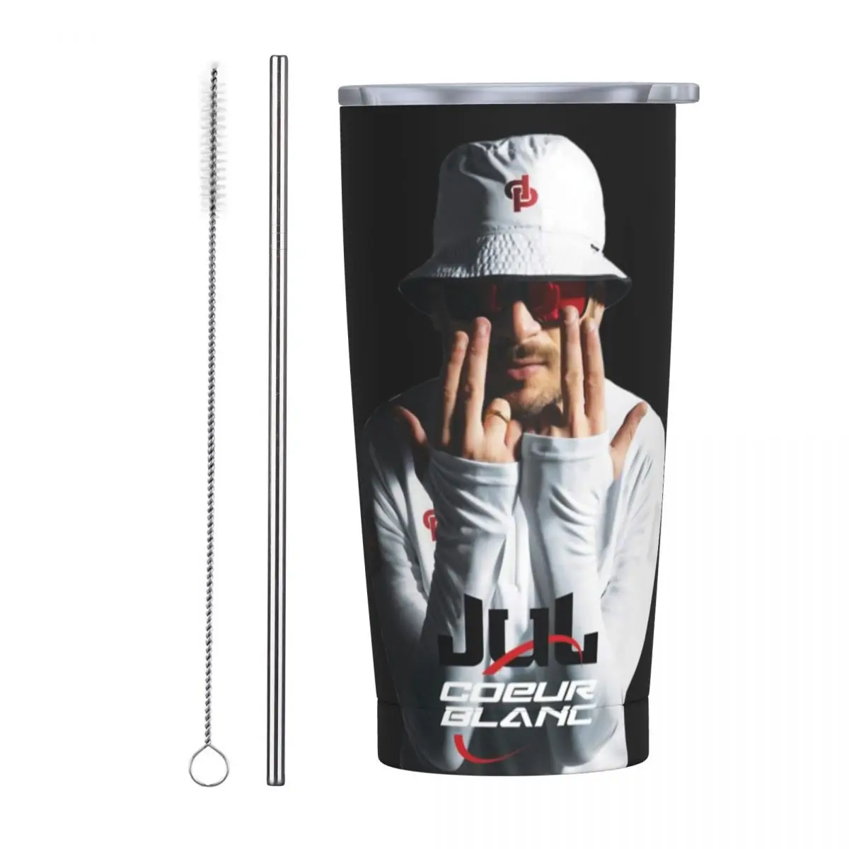 Bicchiere In Acciaio Inossidabile J-Jul Rapper Tazze Tazza Con Cannucce Album Musicale Bevande Calde Bottiglia D'Acqua Conservazione Del Calore Tazza 