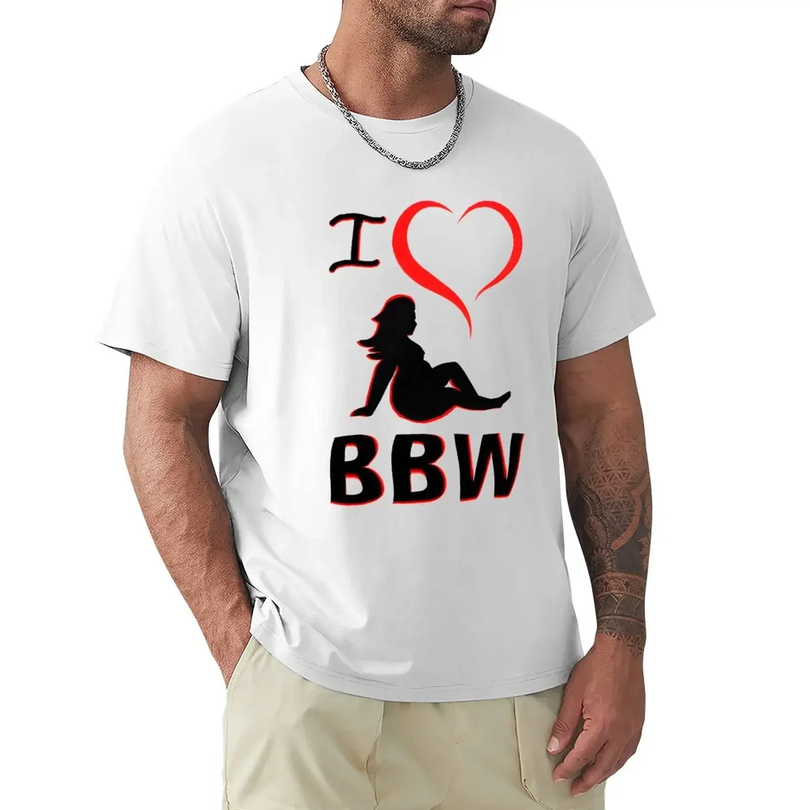 

I love bbw T-Shirt sweat blanks tops mens white t shirts summer top plus size tops vintage men clothes