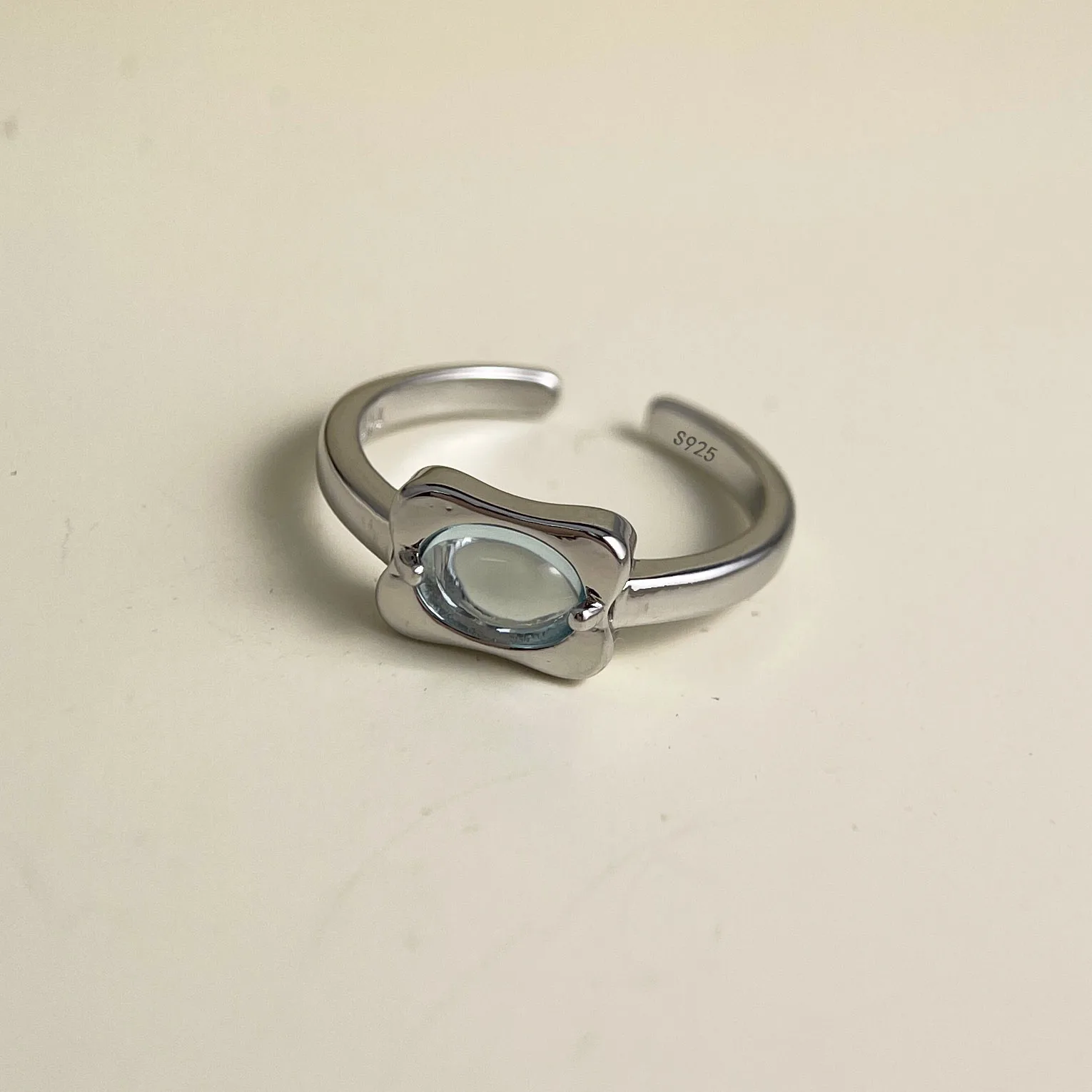925 Sterling Silber Ringe für Frauen Paar Minimalistischer Handgefertigter Blauer Stein Ring Feiner CZ-Schmuck Geburtstagsgeschenk Allergievorbeugend – Detail 5