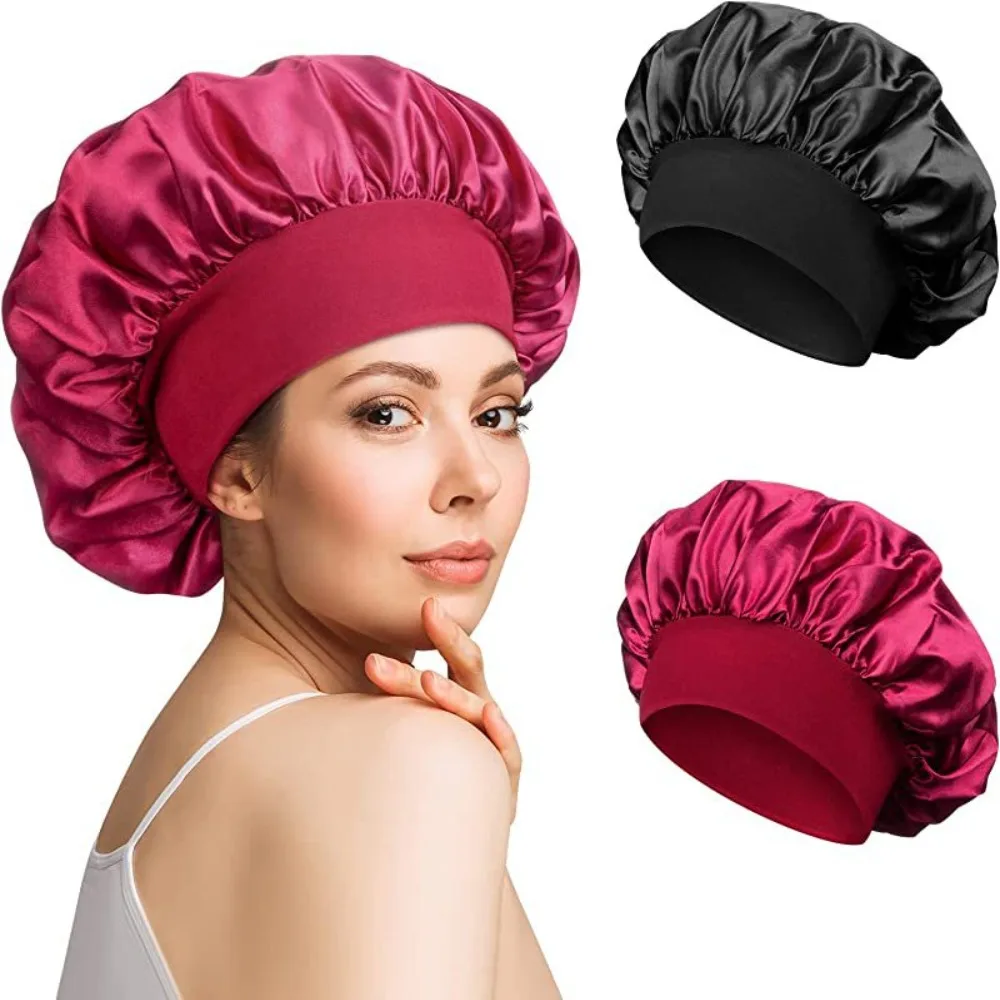 Silk Bonnet Hair Bonnet Satin Bonnet Satin Nightcap Sleeping Cap Soft Long Hair Care Bonnet Imitation Silk Solid Satin Satin Shower Caps Large Elastic Edge Wrap Night Sleep Hat for Women