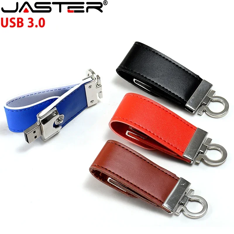 JASTER-USB 3.0 플래시 드라이브 가죽 메모리 스틱 금속 열쇠 고리 펜 드라이브 Creat 비즈니스 선물 펜드라이브 컬러 인쇄 64GB 32GB, 컴퓨터 사무용품, 예쁜, 선물하기 좋은, 디자인, 색