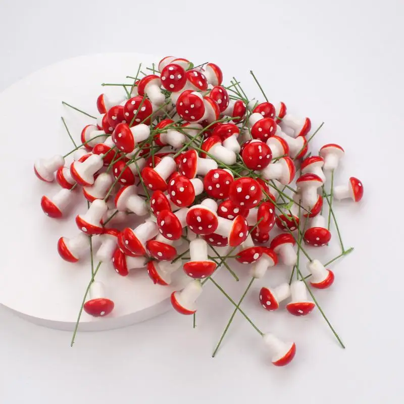 Miniature Red Mushroom DIY Craft Garden Ornament - Artificial Foam Potted Plant for Micro Landscape & Bonsai Decor