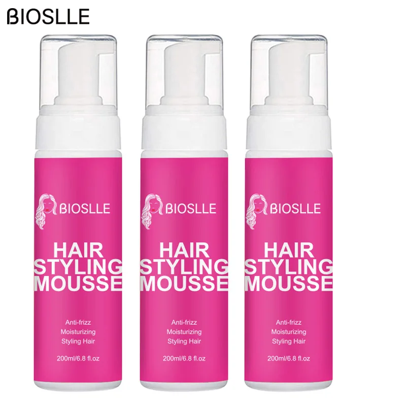 3PCS BIOSLLE 200ml Strong Hold Anti-frizz Hair Styling Foam Curly Mousse