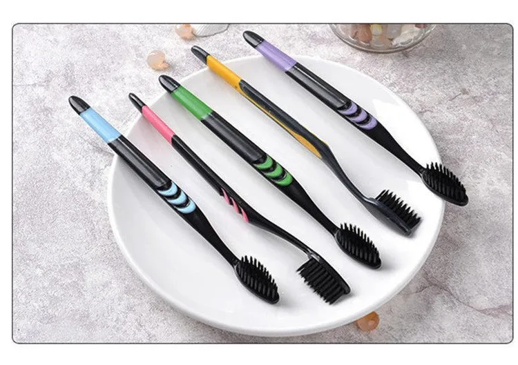 Bamboo Charcoal Soft-Bristle Toothbrush – Eco-Friendly Family Pack with Travel Convenience