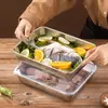 Durable Stainless Steel Square Plate Rectangular with Lid Food Storage Pan Large Multifunction Baking Dish Kitchen Cooking Tools 5