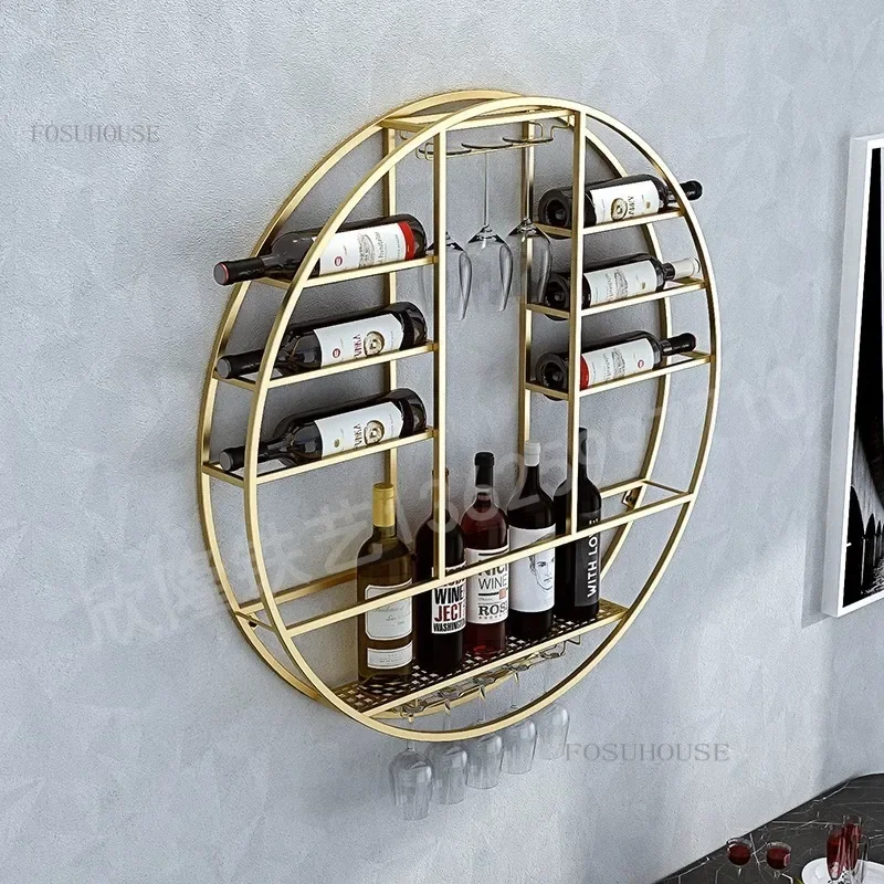 Luxury Bar Wine Display Rack Cabinets Wall Mounted Rack Iron Cabinet Kitchen Hanging Organizer Weinregal Household Products