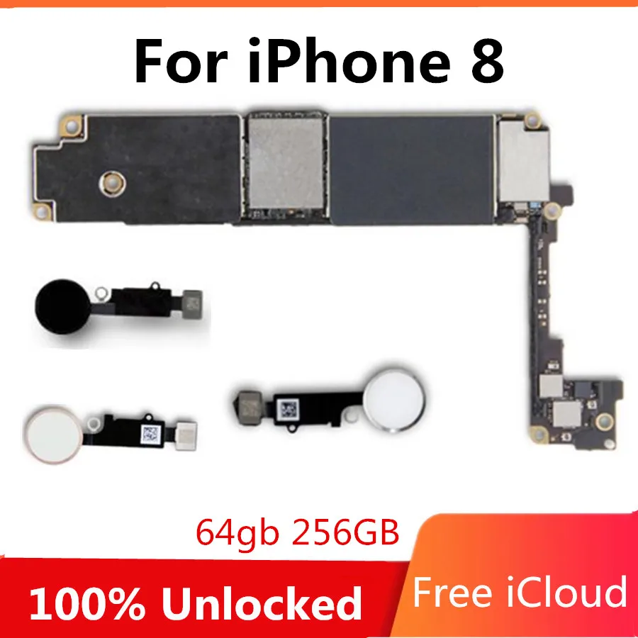 Factory Unlocked For iPhone 8 Motherboard With / Without Touch ID Logic Board For iPhone 8 Plus Original Mainboard Full Chips 2