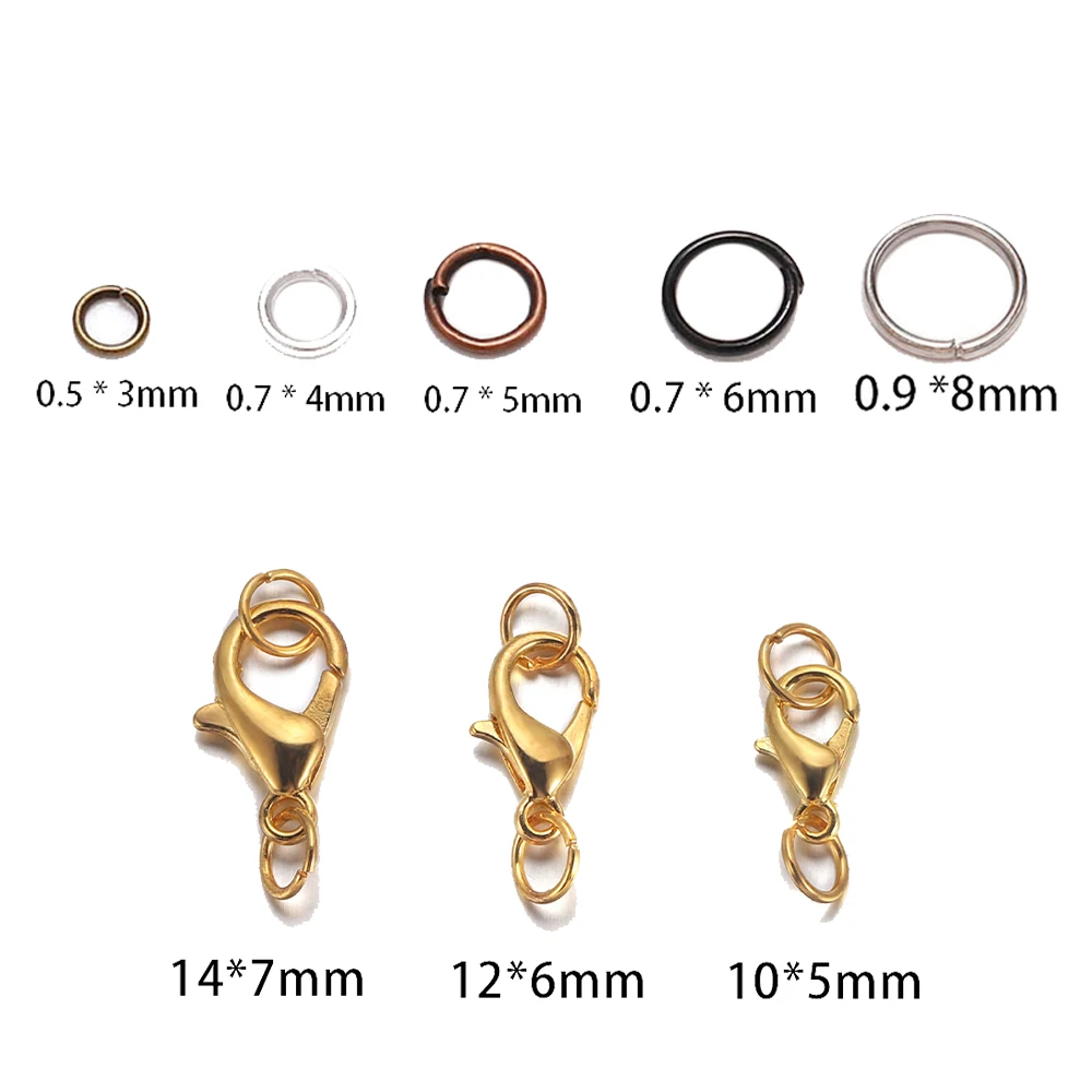 200pcs Rings+100pcs Clasps Set Lobster Clasp Open Jump Rings for Bracelet Necklace Connectors Jewelry Making DIY Kit Wholesale