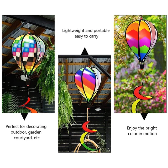 Egyedi Hőlégballon Szél Fonó Geometriai 3D -S Forgó Szélmalom Twister Lógó Szélfogók Színes Kerti Udvari Dekoráció - Image 2
