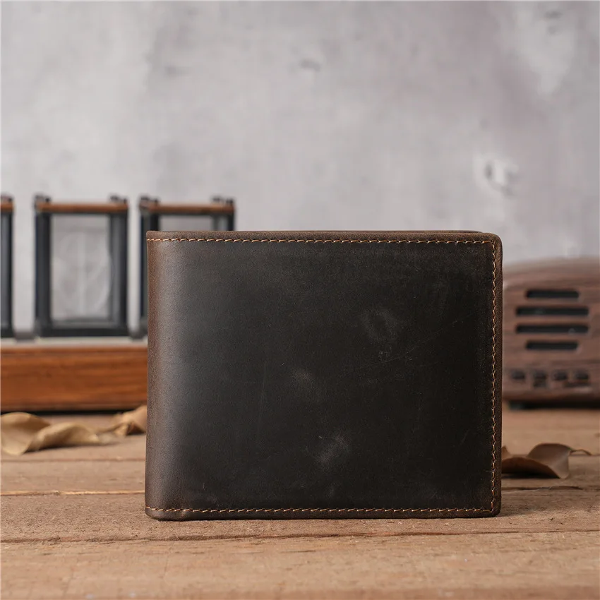 Genuine Leather Men's Wallet Short Style with Multiple Card Slots
