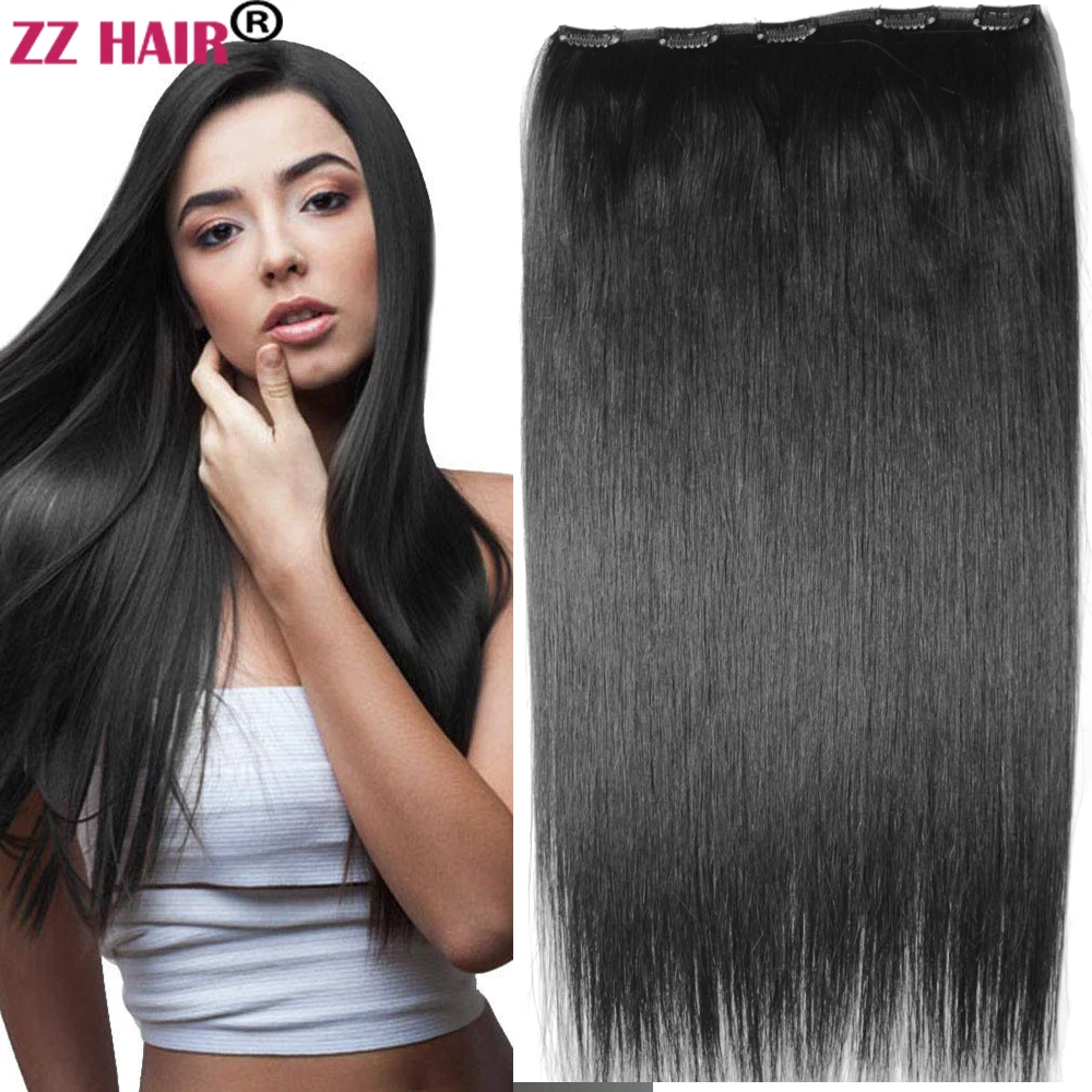 

ZZHAIR Clips In100% Brazilian Human Remy Hair Extensions 16"-26" 1pcs Set 160g 180g No-lace 5 Clips One Piece Natural Straight