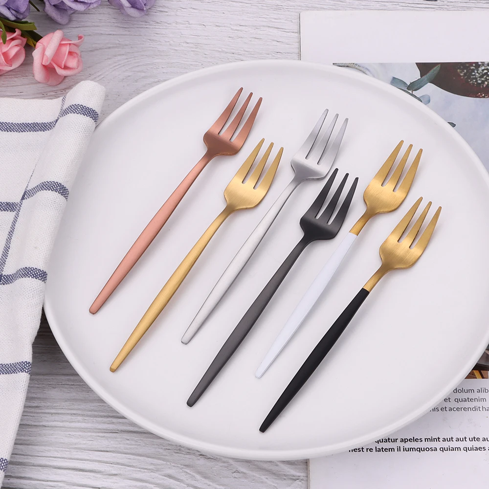 Gold Plated Fork Set 3/6 Pieces Stainless Steel for Coffee Tea Ice Cream Cake Dessert Party