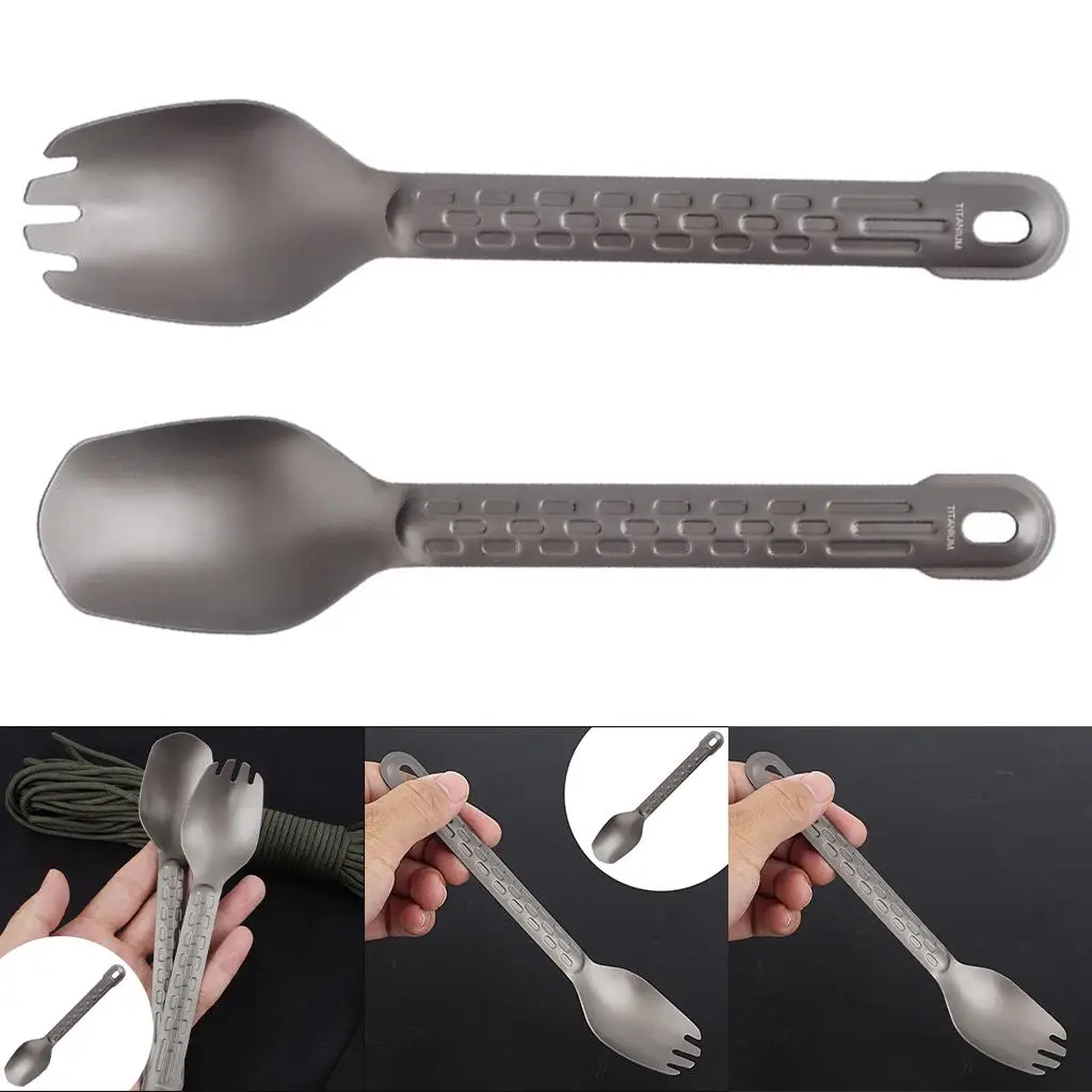 Friendly Titanium , Lightweight Polished Camping Tableware ,Long Handled Durable for Soup Spoon Cooking Utensils Backpacking