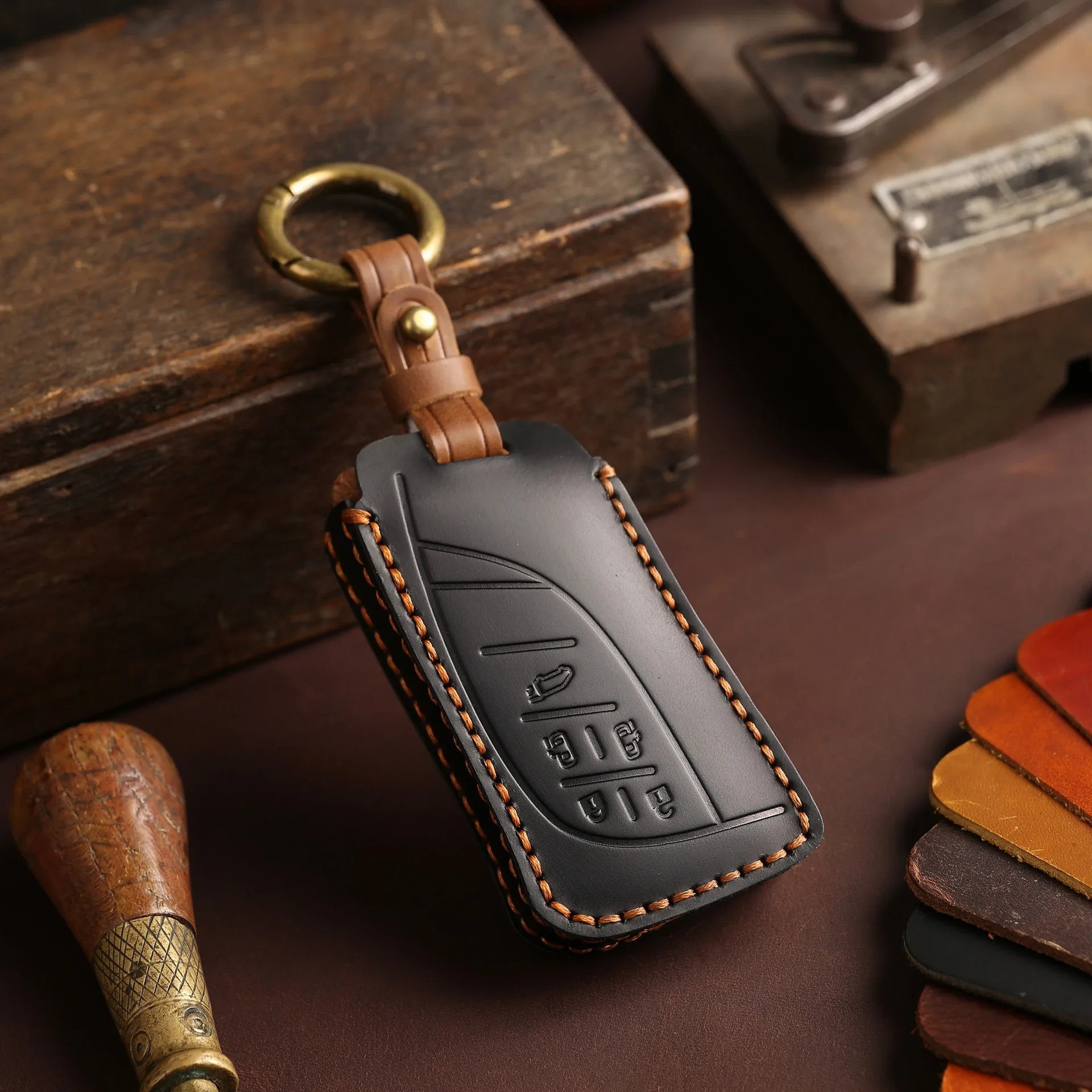 Premium Leather Key Fob Protector Case