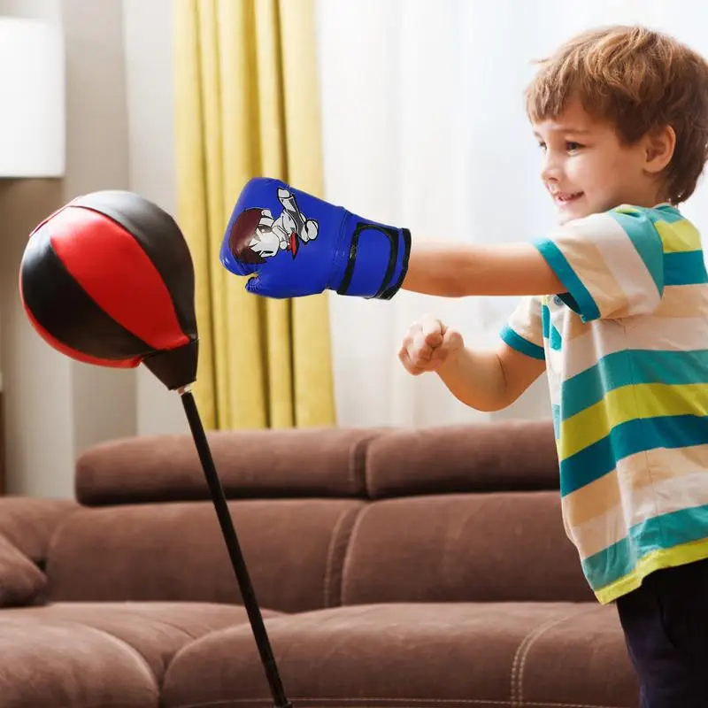 Kids Boxing Gloves Cartoon PU Leather Heavy Bag Gloves Sparring Gear For Kids Home Gym Training Device For Muay Thai Sparring