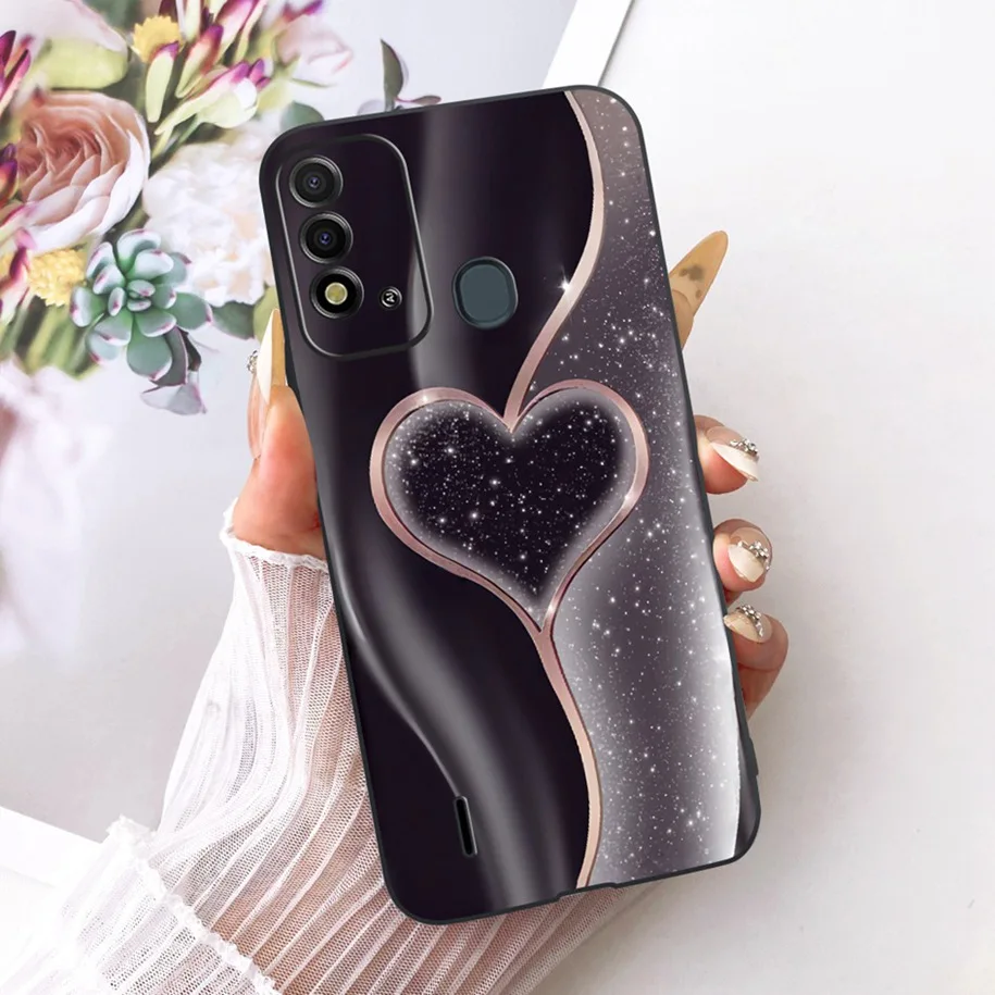 Elegant Flower & Butterfly Soft Black Silicone Phone Case