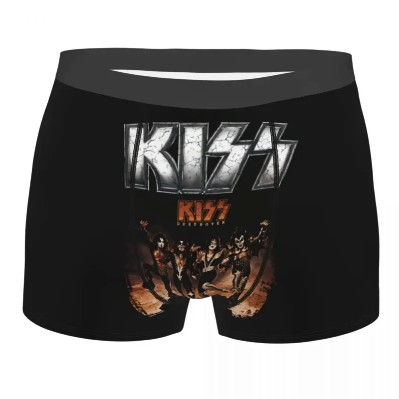 

Male Fashion Distressed Grunge Rock Kiss Band Underwear Heavy Metal Music Boxer Briefs Men Stretch Shorts Panties Underpants