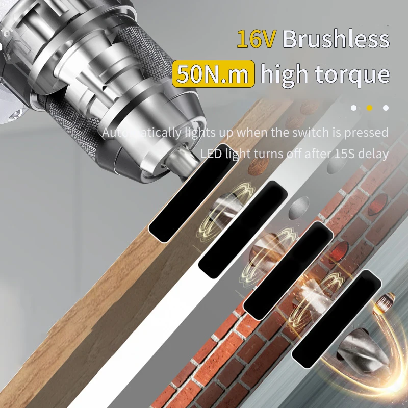 충전식 무선 드릴 전기 스크루 드라이버, 리튬 배터리, 가정용 다기능, 2 단 전동 공구, 16.8V