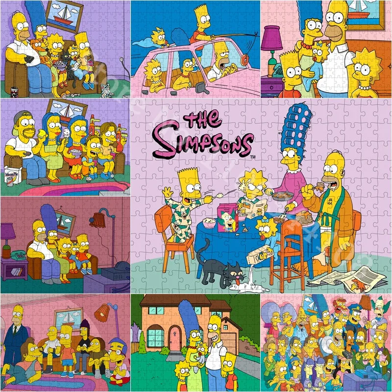 Disney Cartoon The Simpsons Characters Jigsaw Puzzles 300/500/1000 Wooden Puzzle For Children