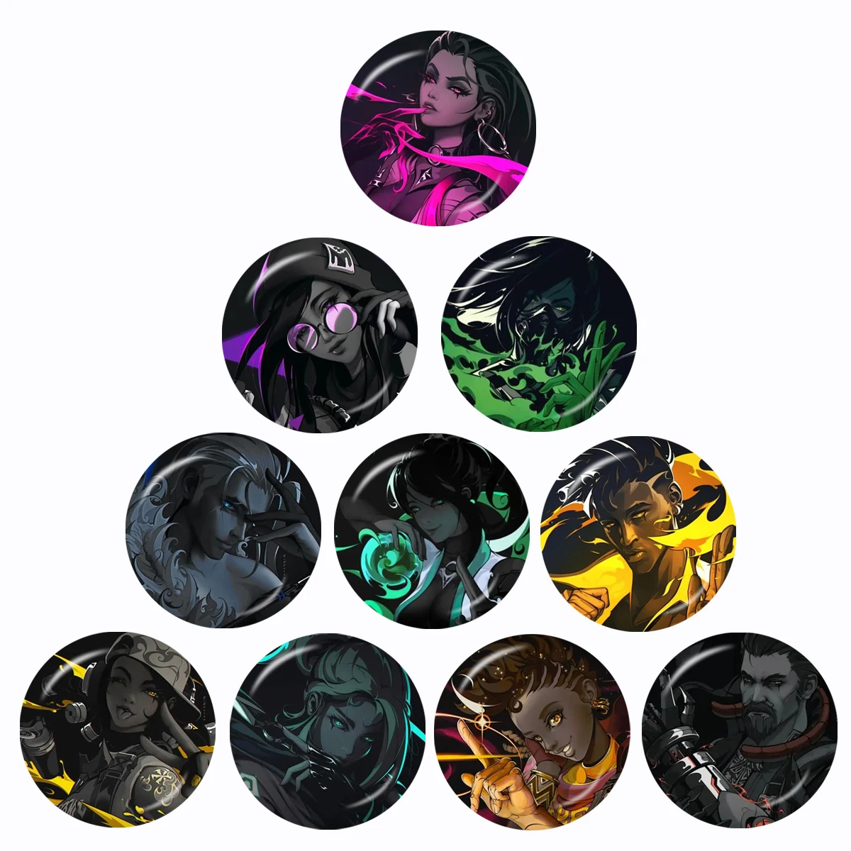 

Fashion Game Valorant Pattern 10pcs 12mm/16mm/18mm/20mm/25mm/30mm Round Photo Glass Cabochon Demo Flat Back Making Finding