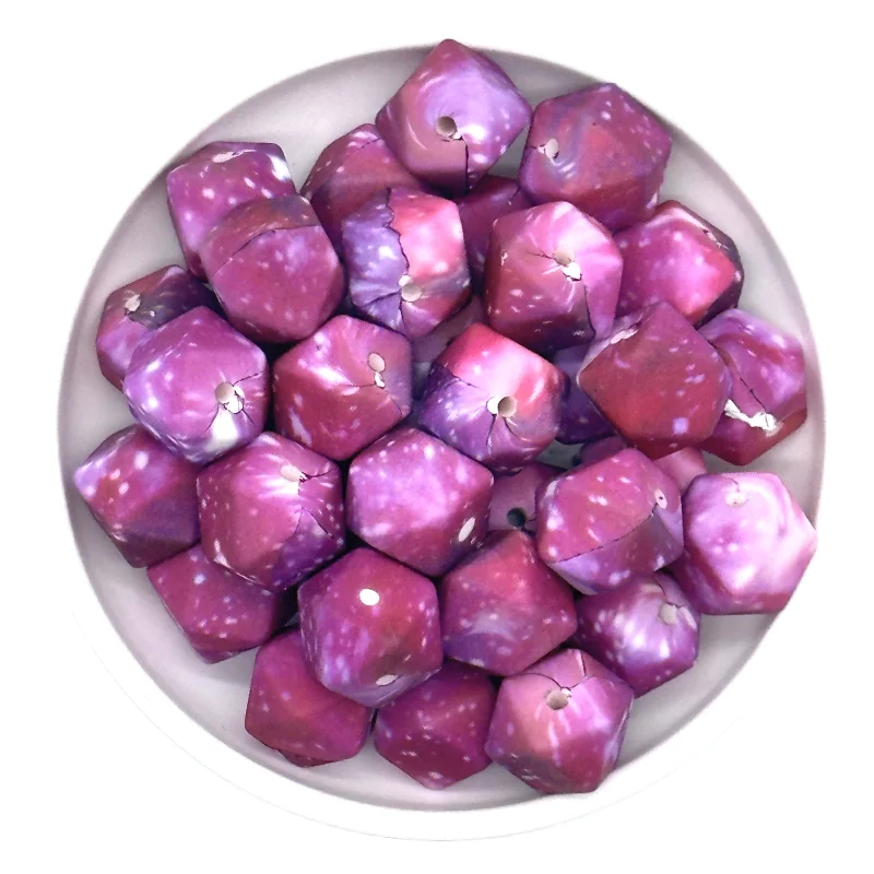 Colorful Hexagon Silicone Beads for DIY Crafts and Decorations (10/20pcs, 14mm)