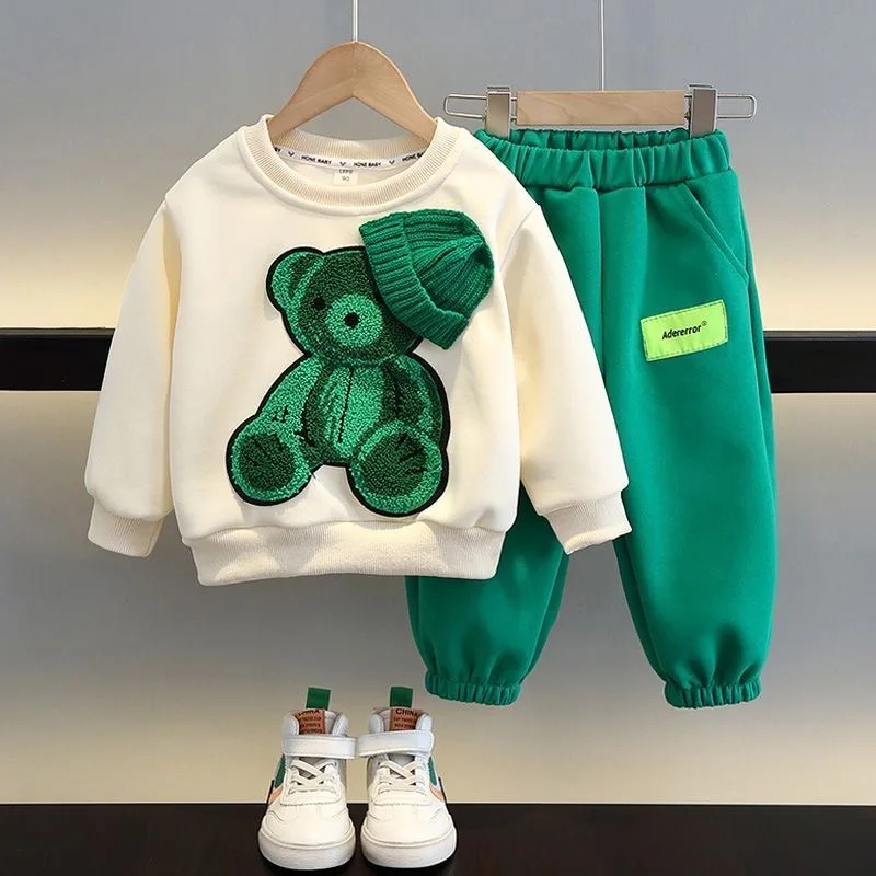 2026 neue Kinder 2 Stück Outfit Set Nette Sweatshirt + Elastische Taille Hosen Lässige Frühling Herbst Kinder Mode Kleidung