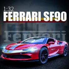 

1:32 SF90 Stradale Alloy Sports Car Model Diecasts Metal Vehicles Car Model Sound Light Collection Simulation Car Toys Kids Gift