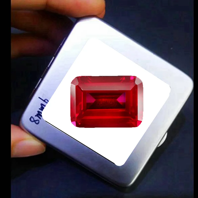 

Professional Emerald Cut Ruby 12X16MM 12.50 Cts Sri-Lanka VVS Pigeon Blood Ruby Gem For Jewelry