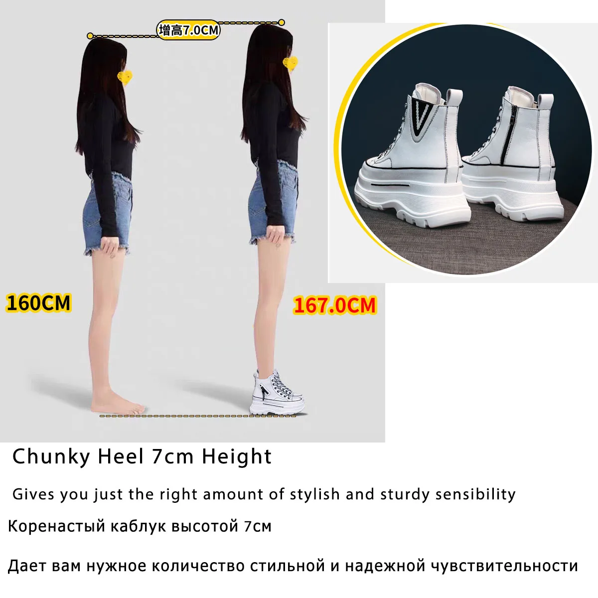 7cm Platform Wedge Sneakers Chunky Shoes Genuine Leather Combat Boots Women Ankle Boots Spring Autumn Booties