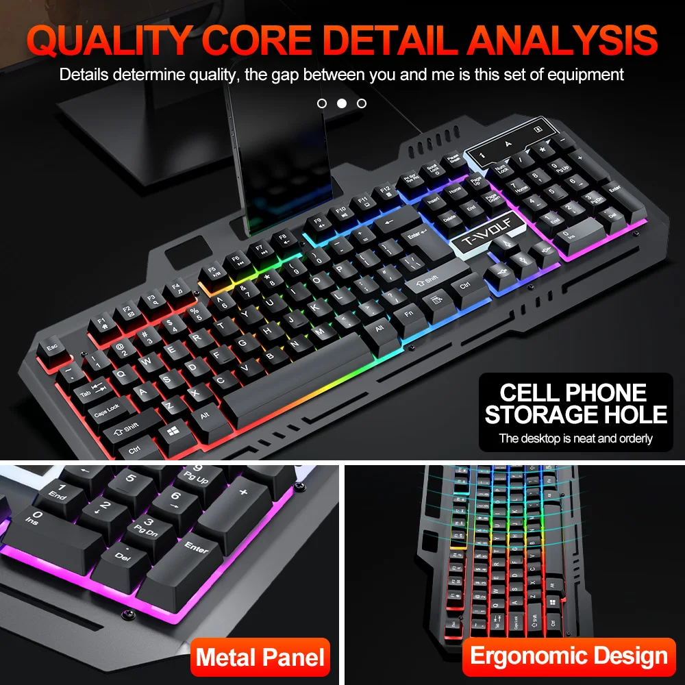 2025 Game Exclusive Electronic Sports Keyboard And Mouse Set USB Wired Interface RGB Light Effect Keyboard Ergonomic Wheel Mouse