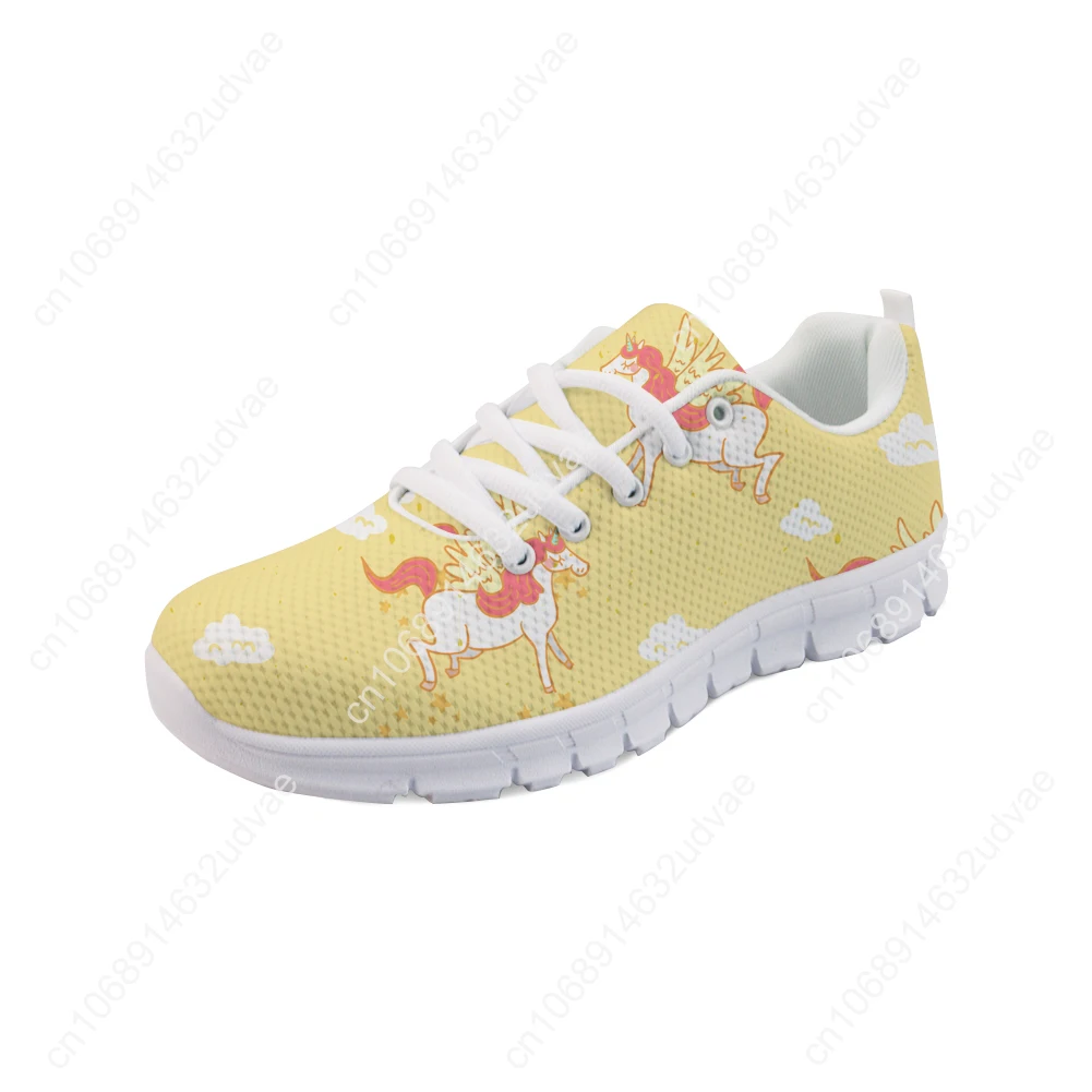 Cartoon Unicorn Printed Women Flat Shoes Ladies Fashion Lace-up Sneaker Shoes For Girls Cute Breathable Footwear