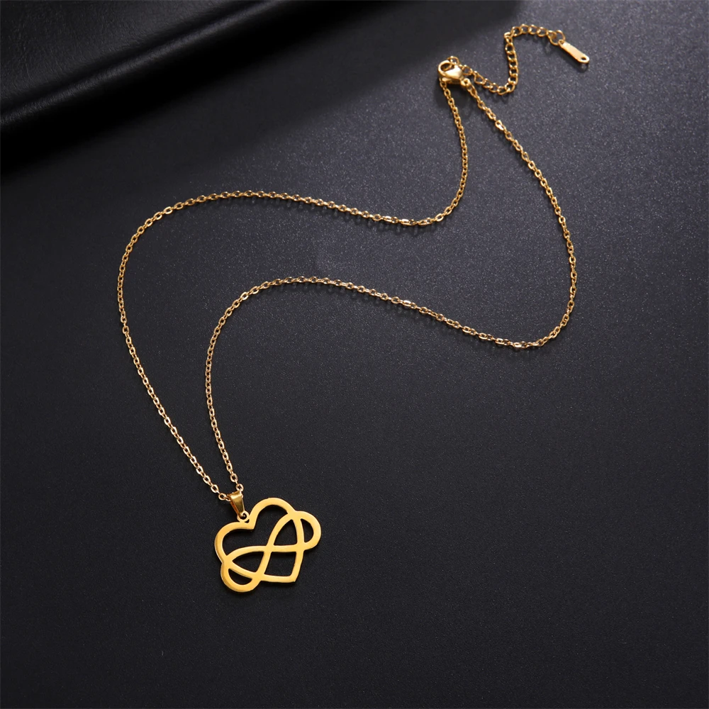 Trendy Liebe Herzen Anhänger Halskette Edelstahl Unendliche Symbol Halskette Für Frauen Freundin Romantische Geburtstag Schmuck Geschenk – Detail 7