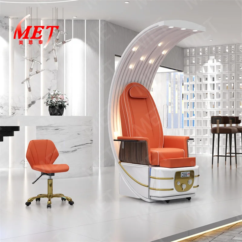 Unique Nail Salon Creative Design Manicure Moon Shaped Pedicure Chair Modern Electric Foot Spa Chair 6