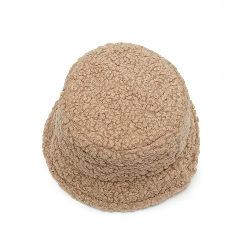 Fisherman Hat Fishing Hats Winter Warm Bucket Hats Lamb Wool Faux Fur Fisherman Caps Women Thicken Plush Hats Outdoor Keep Warm Fishing Caps Unisex