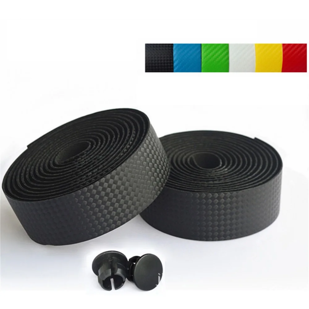 Bike Handlebar Tape Bicycle Grips 2.3M Road Carbon Fiber Bike HandleBar Tape Cycling Race Bicycle Grips MTB Cork Handlebar Tapes 2 Bar Plugs Mountain Belt Straps