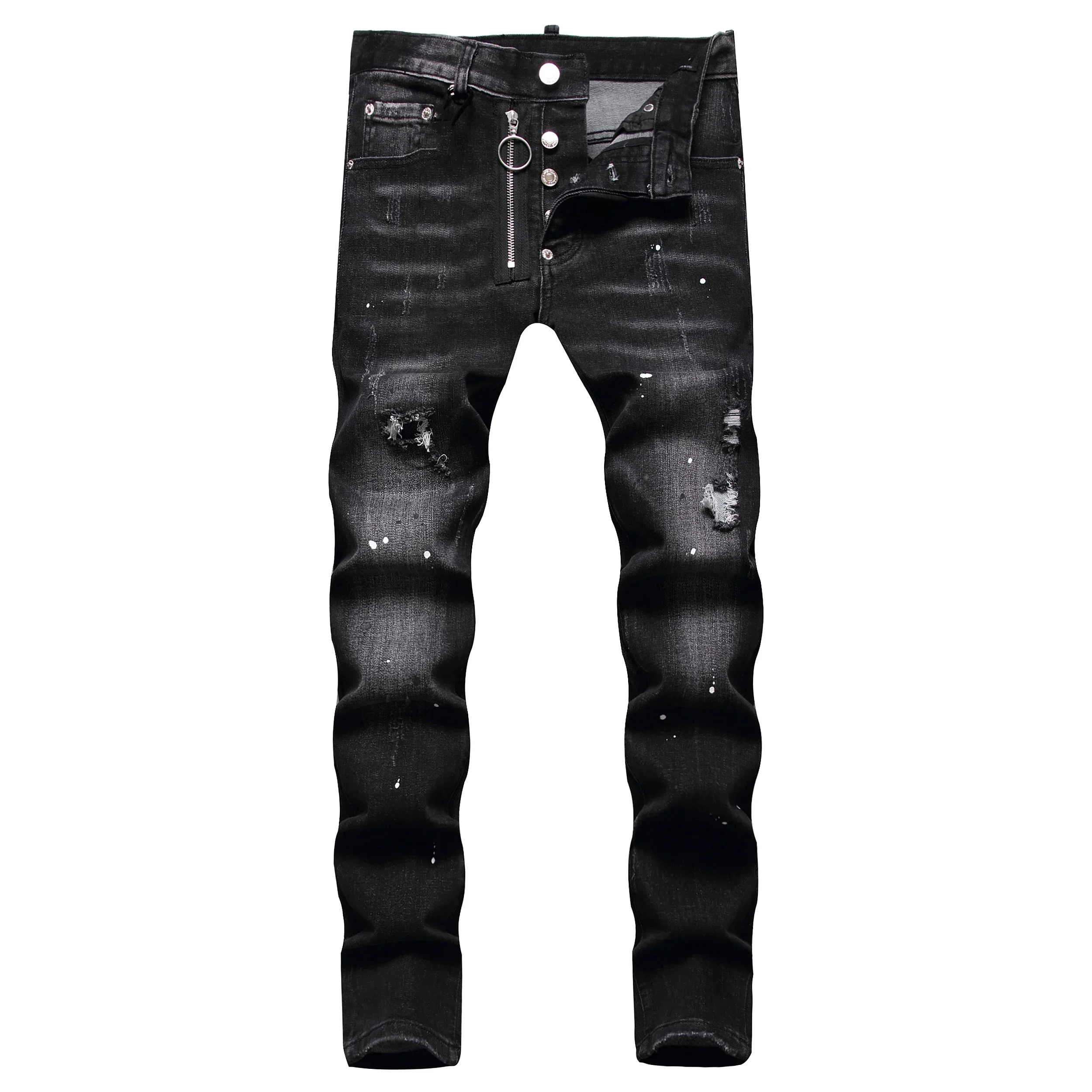 100 chareiharper DSQ Men's ripped jeans Luxury brand Long jeans Quality Men's stretch slim pants men's skinny jeans 5