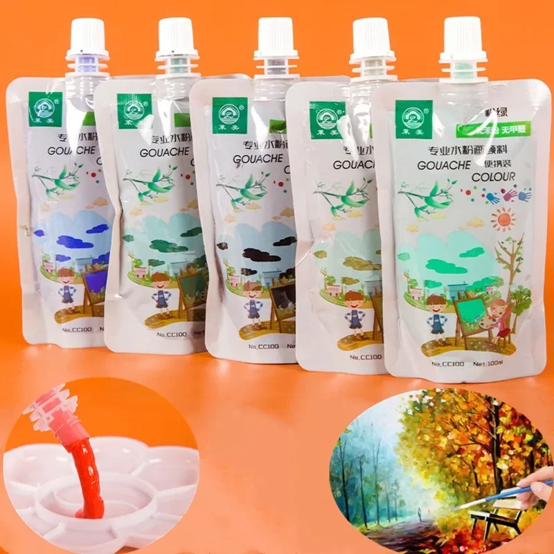 

100ml Bag Gouache Paint Lasting Non-decolorization Students Go Out Sketching Gouache Painting Art Creation Special Acrylic Paint