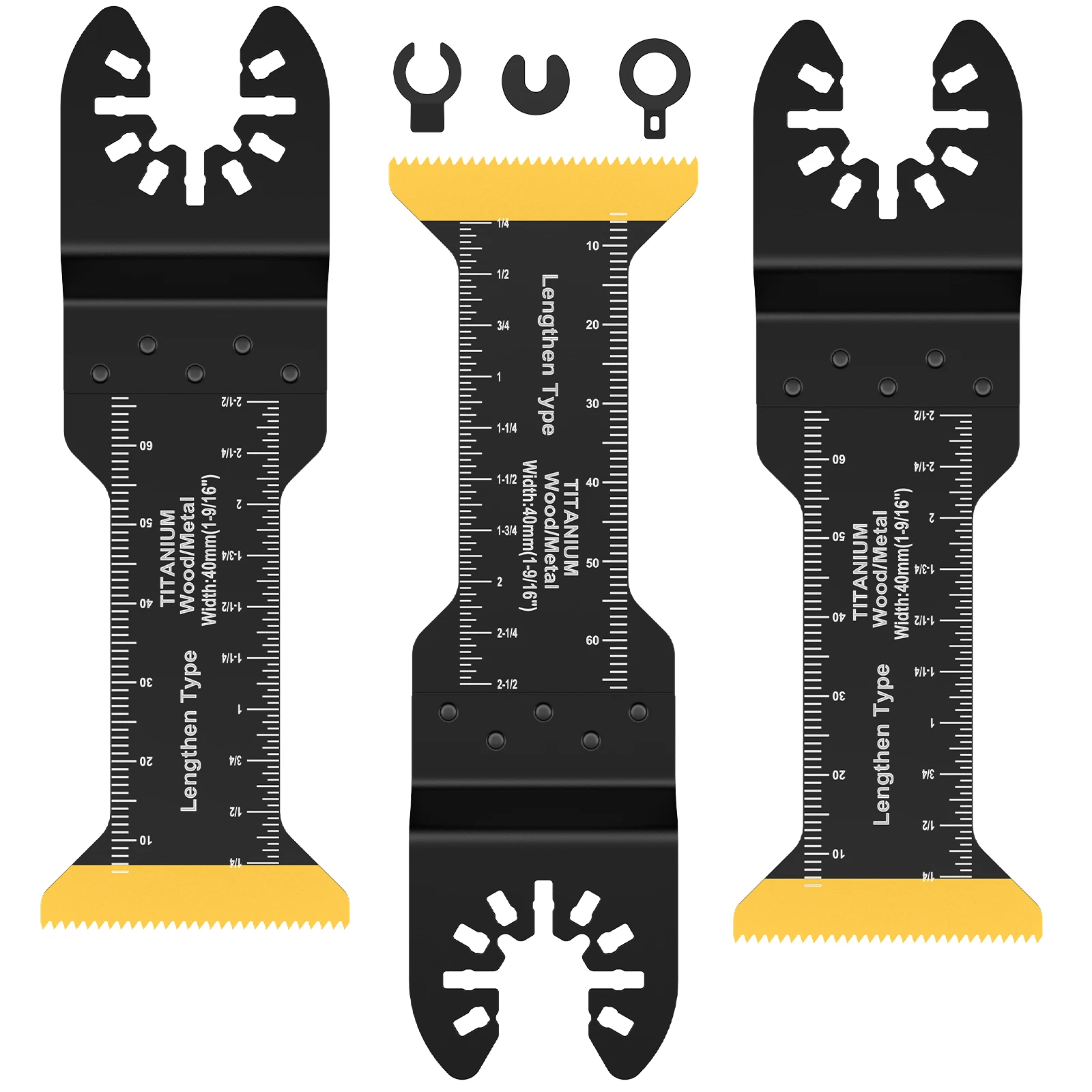 

3Pcs Extra-Long Titanium Bi-Metal Oscillating Saw Blade Set Multifunctional Oscillating Multitool Blades Universal Cutting