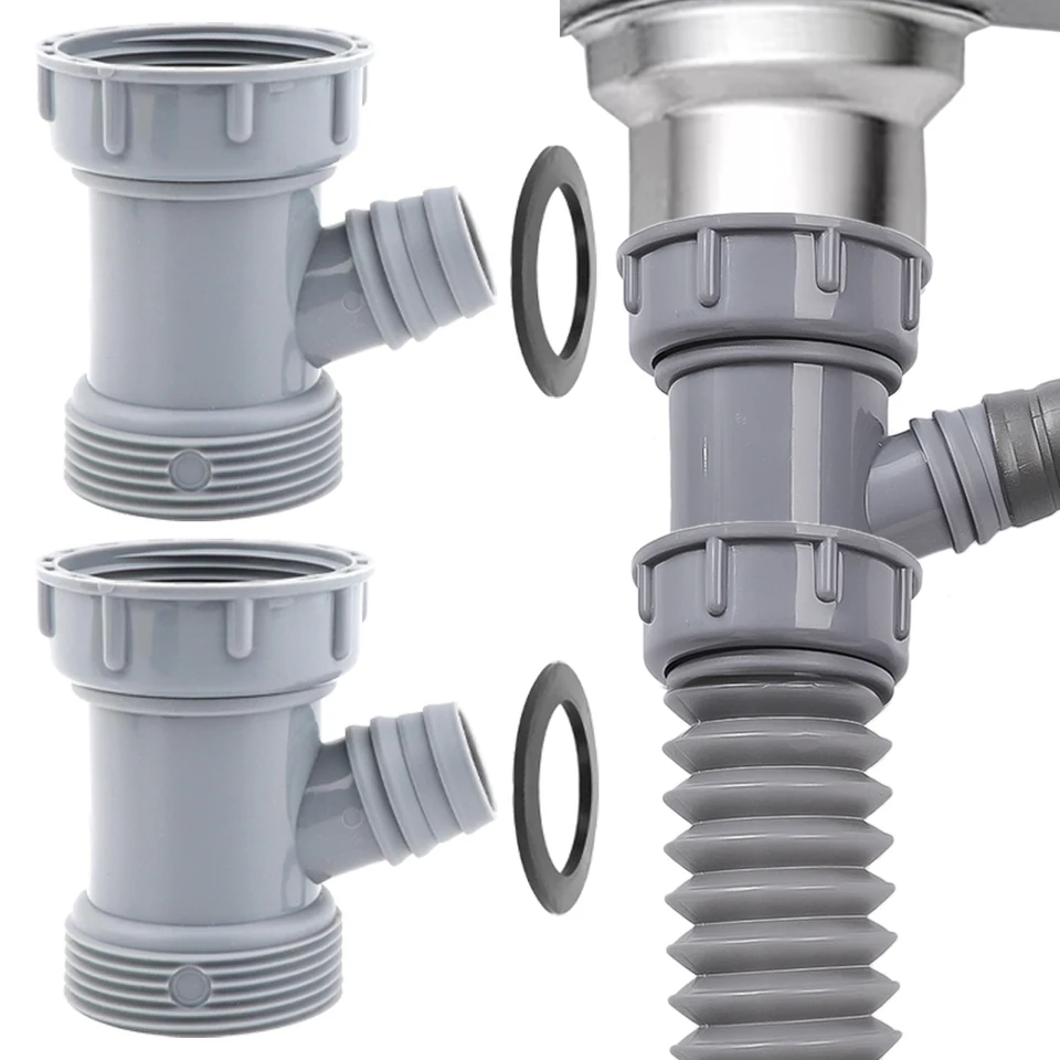 VNJUGF キッチン洗面台 スクエアラウンド オーバーフロー穴変換ジョイント 排水管 3リンク ヘッドシンクコネクタアクセサリー  シンク排水アダプターパイプティー 45 ミリメートル雌ねじ Y 型単穴オーバーフローキッチン下水道分岐コネクタねじ継手